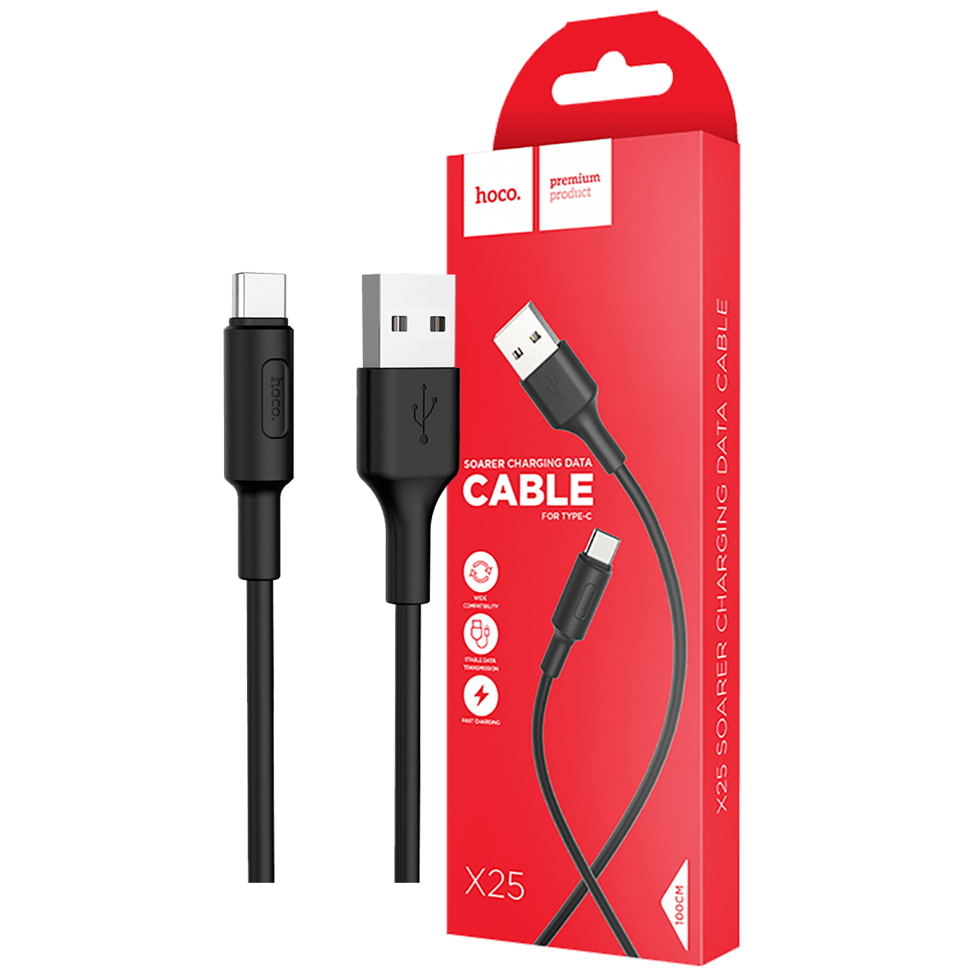 hoco. USB kabel za smartphone, USB type C kabel, 1 met., 2 A, crna - X25 Soarer USB type C, Black