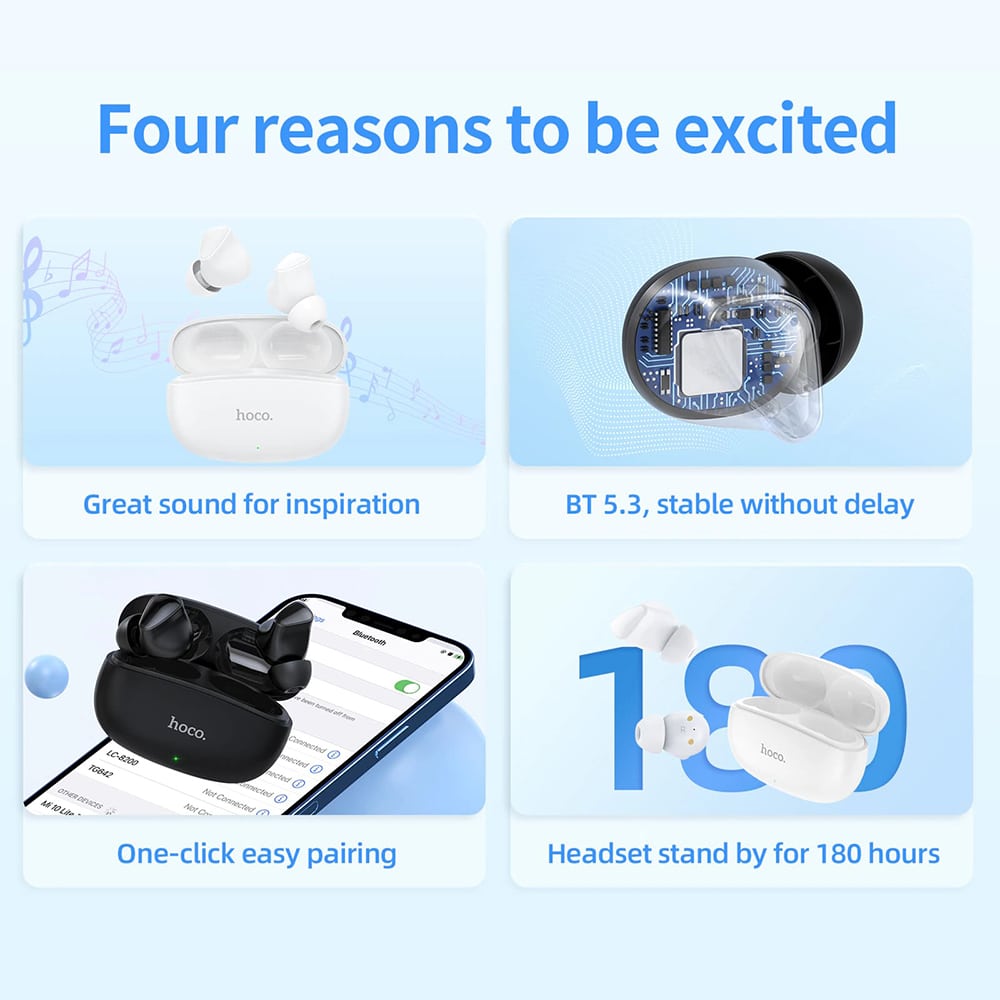 HOCO - TWS slušalice (EW17 Amusement) s Bluetooth 5.3 - crne