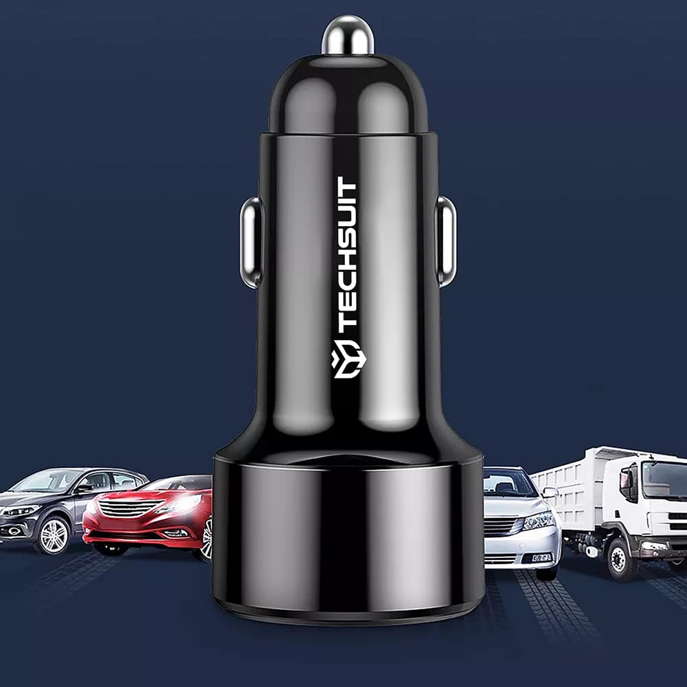Techsuit - vrhunski auto punjač (CAPD028) - USB-A QC 3.0 i USB-C 38 W - crni