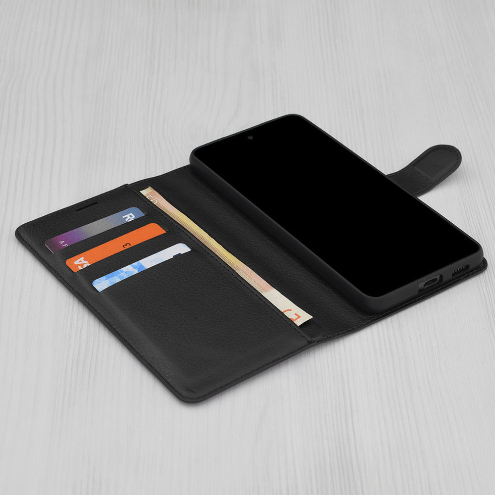 Techsuit Leather Folio preklopna maska za Honor 400 Lite – crna