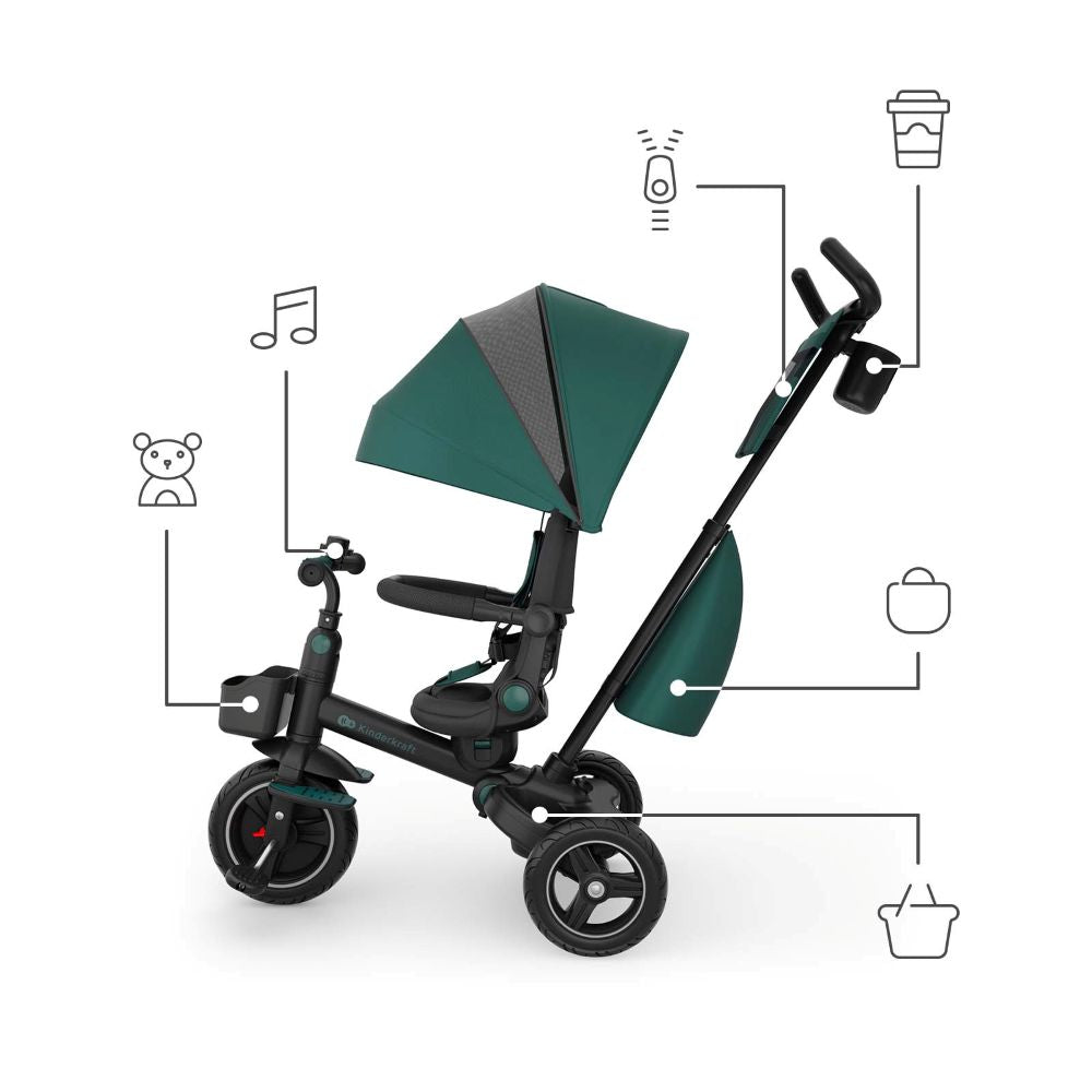 Kinderkraft Tricikl SPINSTEP 2 PLUS, zeleni