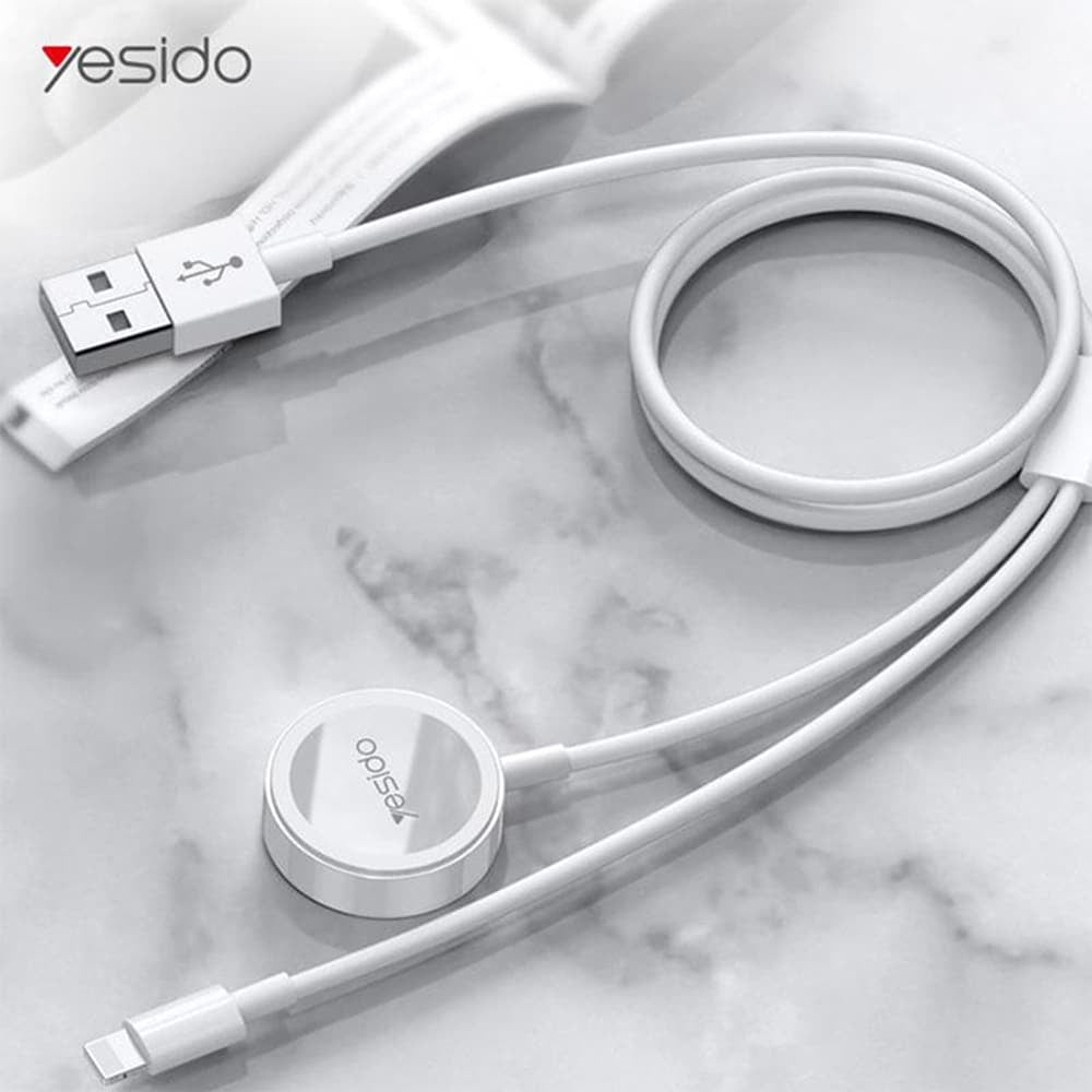 Yesido - Data kabel (CA-70) - 2u1 USB to Lightning Apple Watch 2.4A 120cm - bijeli