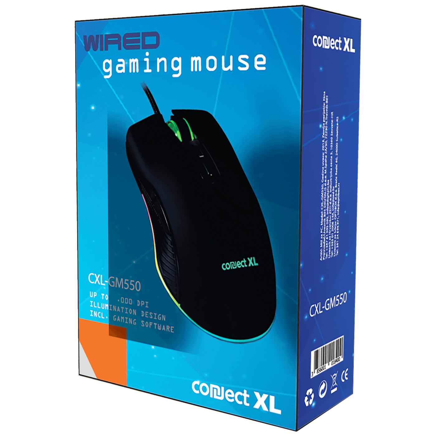 Connect XL Miš optički, 1500 dpi, GAMER, USB, 7 tipki - CXL-GM550