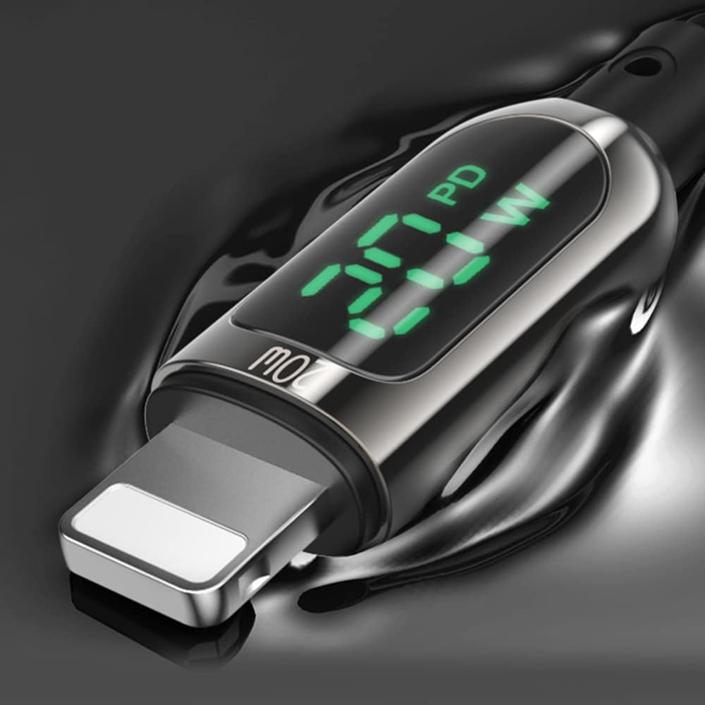 Yesido - podatkovni kabel (CA86) - Lightning na Type-C 20W 5A digitalni zaslon - 120 cm - crni
