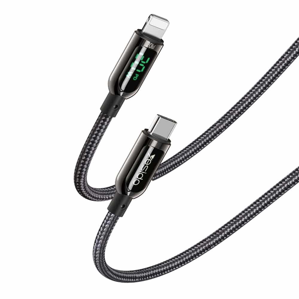 Yesido - podatkovni kabel (CA86) - Lightning na Type-C 20W 5A digitalni zaslon - 120 cm - crni