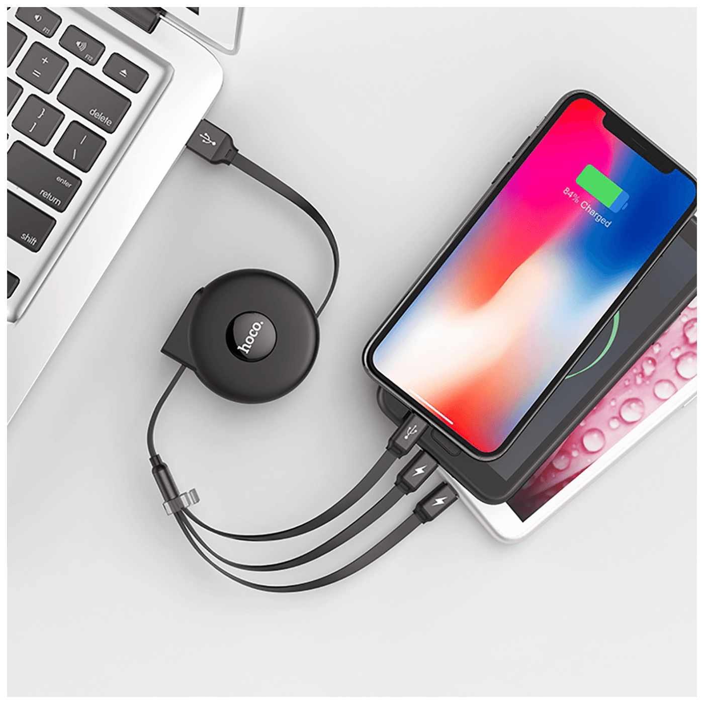 hoco. USB kabel za punjenje, 3in1, na izvlačenje, 1 met., 2 A - U50