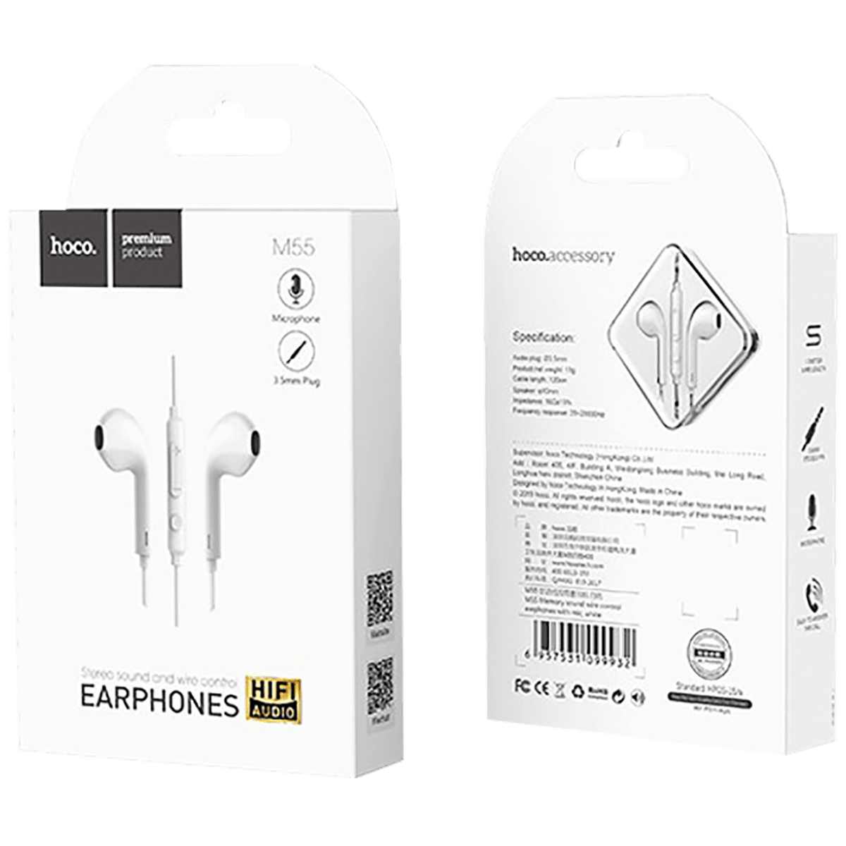 hoco. Slušalice sa mikrofonom, 3.5 mm,dužina kabela 1.2 met,bijela - M55 Memory sound White