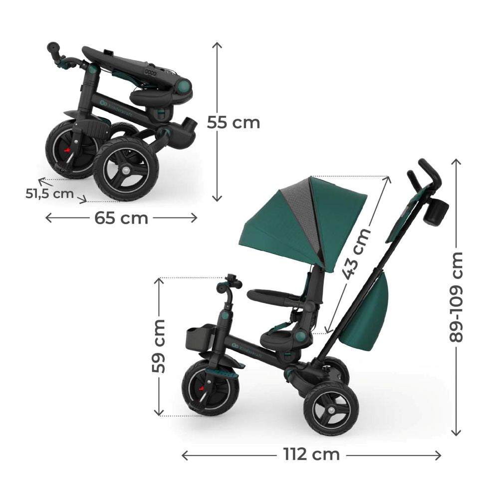 Kinderkraft Tricikl SPINSTEP 2 PLUS, zeleni