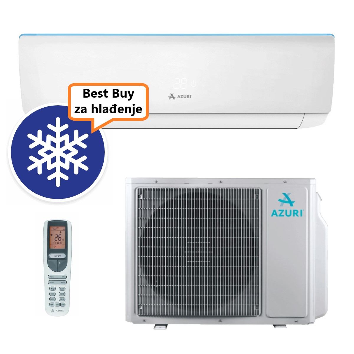 AZURI KLIMA UREĐAJ 6,16kW AZI-WE70VE - Nora Inverter, za prostor do 60m2, A++ energetska klasa, Wi-Fi, R-32