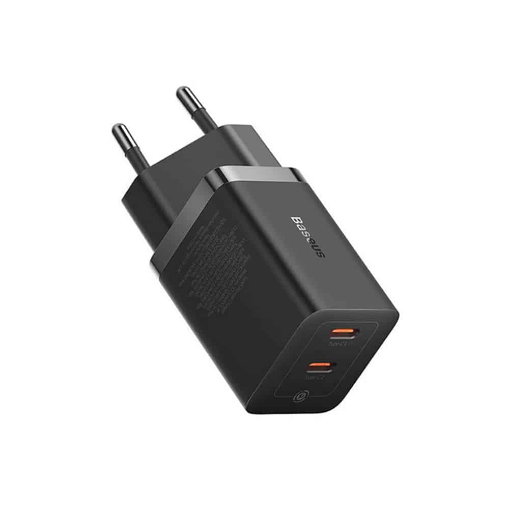 Baseus - zidni punjač (CCGP180101) - 2x Type-C - GaN - brzo punjenje - 40W - crni