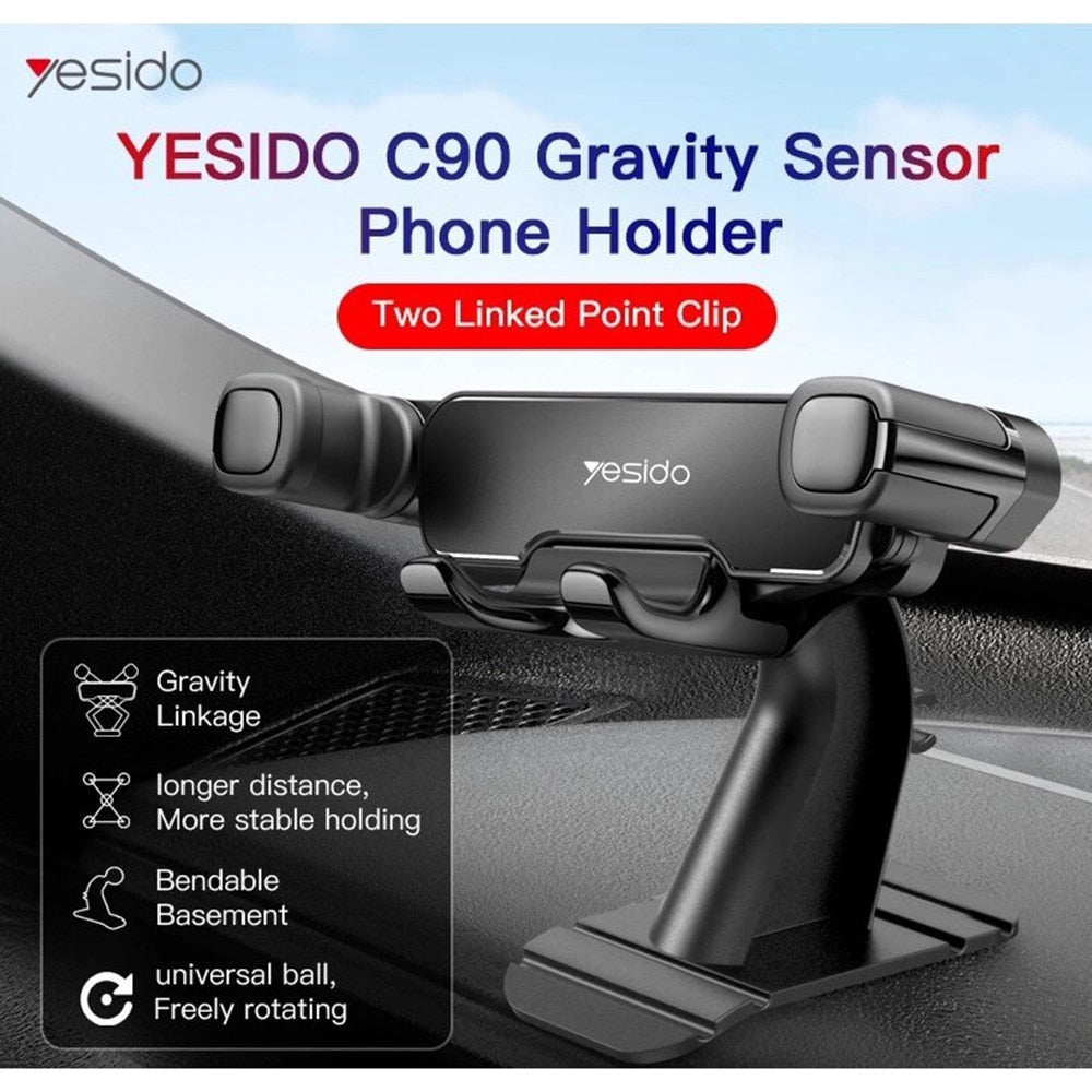 Yesido - Auto držač (C90) s Gravity Gripom za instrument ploču - crni