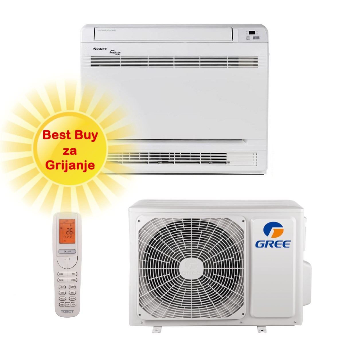 GREE klima uređaj 5,2kW: GEH18AA - Podna/Parapetna, za prostor do 50m2, A++ energetska klasa