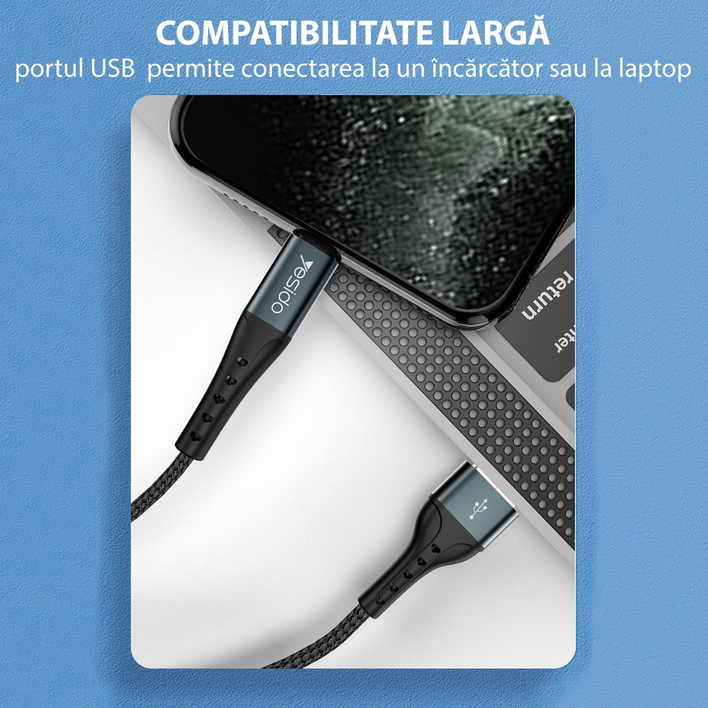 Yesido - Podatkovni kabel (CA-62) - USB na Lightning, 2,4 A, 1,2 m - crni