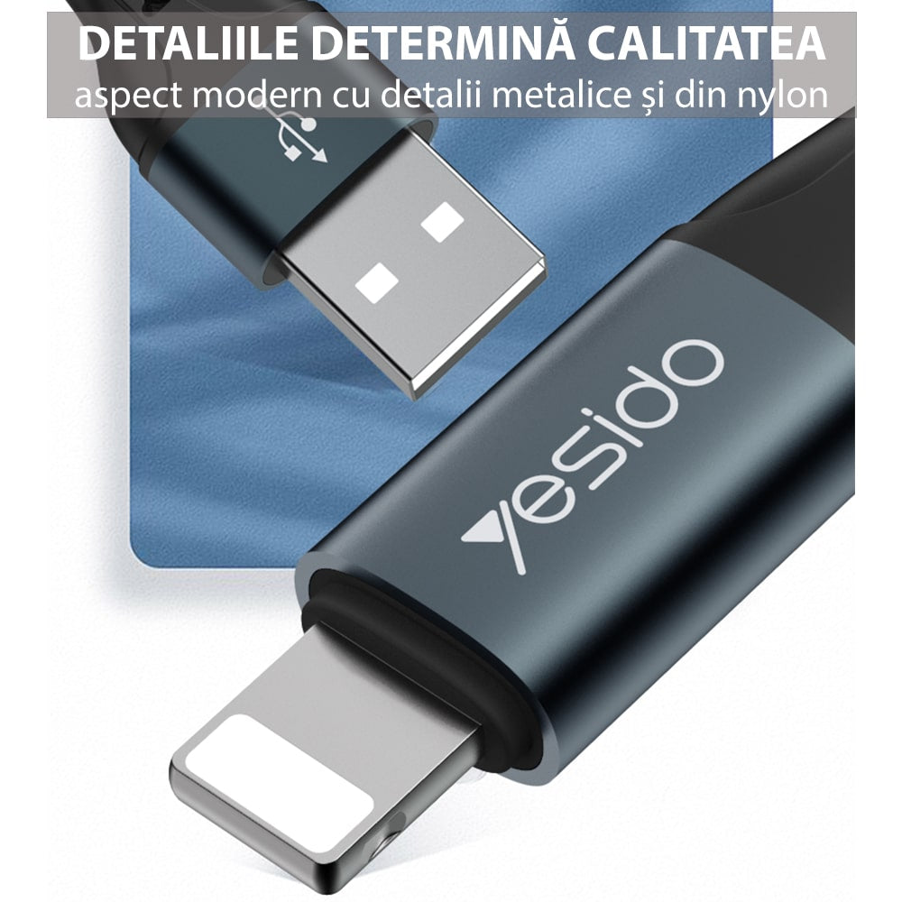 Yesido - Podatkovni kabel (CA-62) - USB na Lightning, 2,4 A, 1,2 m - crni