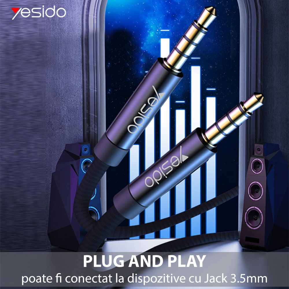 Yesido – audio kabel (YAU16) – priključak 3,5 mm na priključak 3,5 mm, 3 m – crni