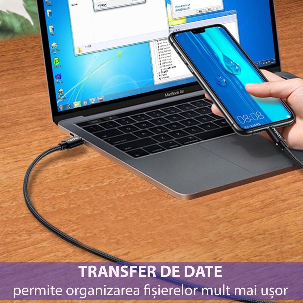 Yesido - podatkovni kabel (CA-55) - Type--C na Type-C, 45W, 3A, 1,2 m - crni