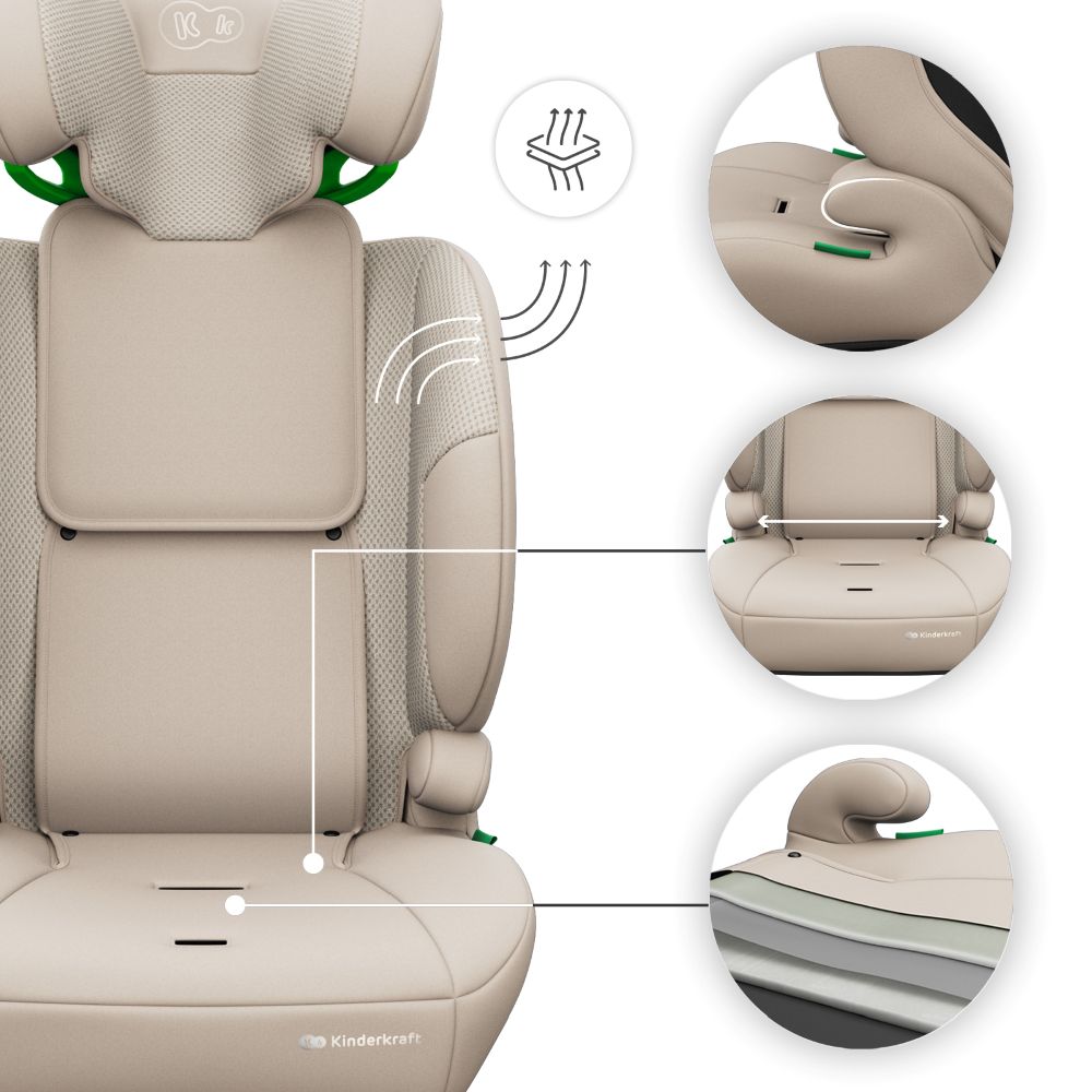 Kinderkraft autosjedalica Comfort Up 2 plus i-Size 9-36 kg (76-150 cm) bez Isofix-a, Beige