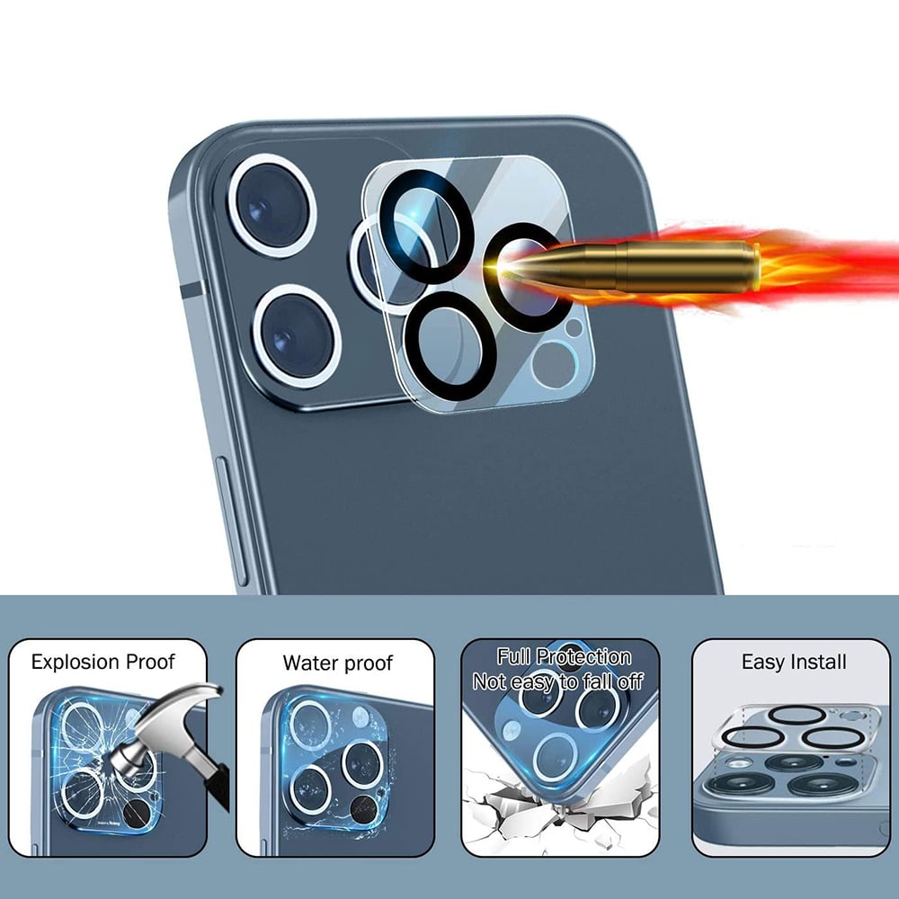 Lito - S+ staklo za kameru za iPhone 12 Pro - crno/prozirno