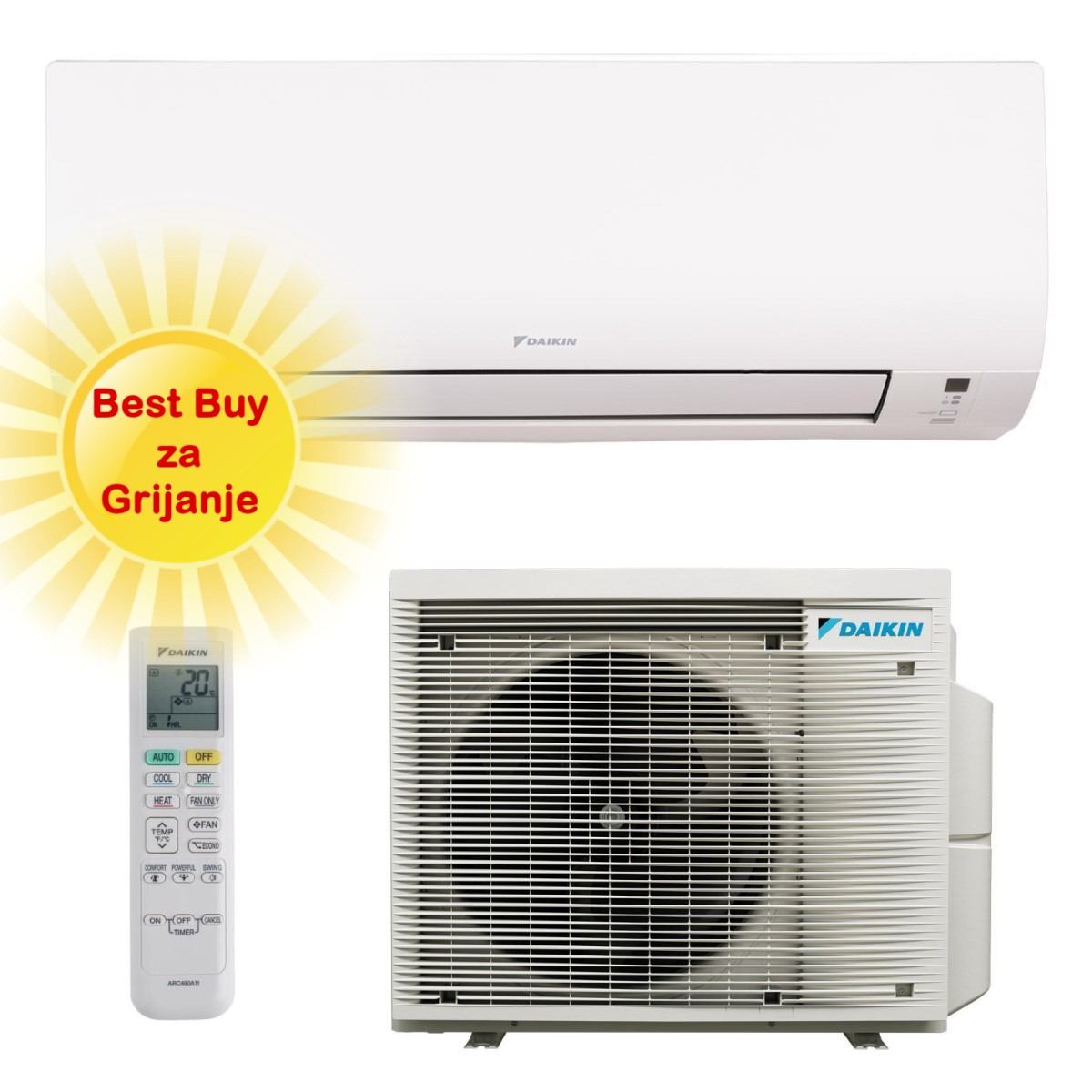 DAIKIN KLIMA UREĐAJ 3,5 kW - FTXP35N/RXP35N - Comfora, za prostor do 35m2, A++ energetska klasa, R-32