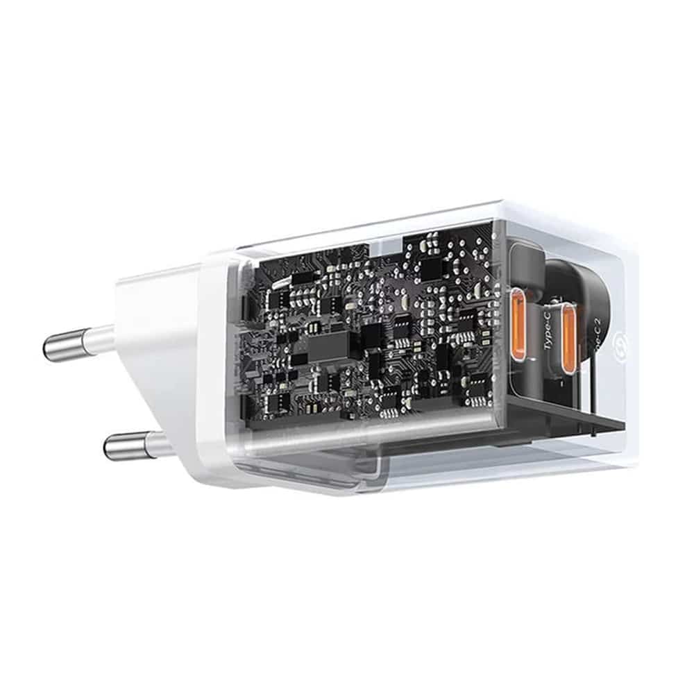 Baseus - zidni punjač (CCGP180101) - 2x Type-C - GaN - brzo punjenje - 40W - crni