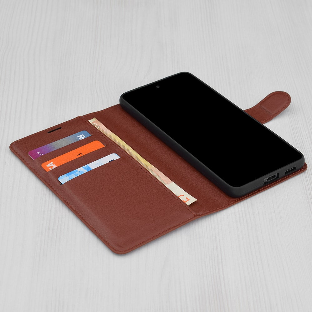Techsuit Leather Folio preklopna maska za Motorola Edge 50 Ultra – smeđa