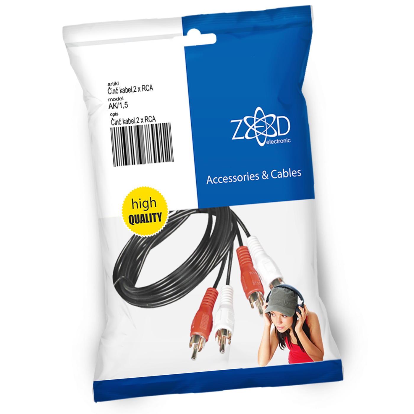 Audio kabel sa RCA priključcima prikladan je za spajanje audio uređaja kao što su CD