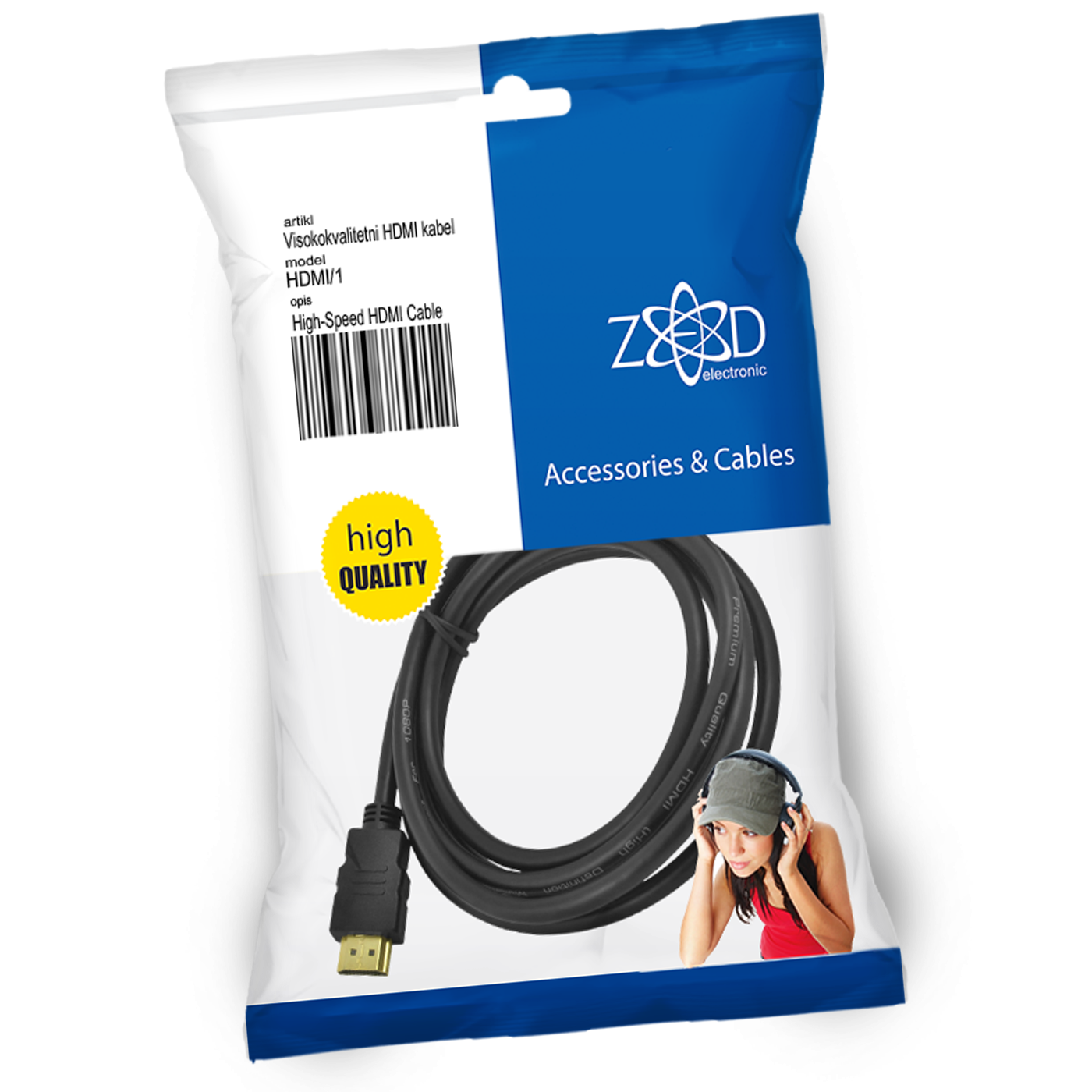 ZED electronic HDMI kabel, 1.0 met, ver. 1.4 - HDMI/1