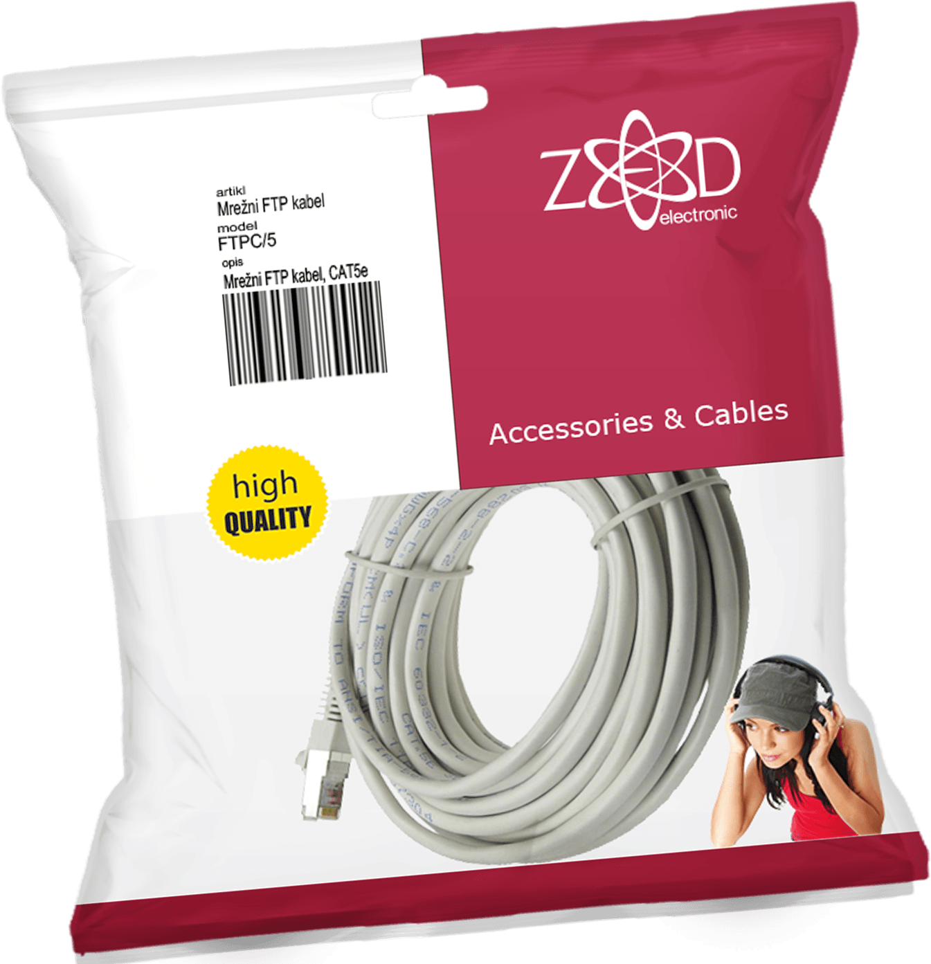 ZED electronic Mrežni FTP kabel, CAT5E, 1 met - FTPC/1