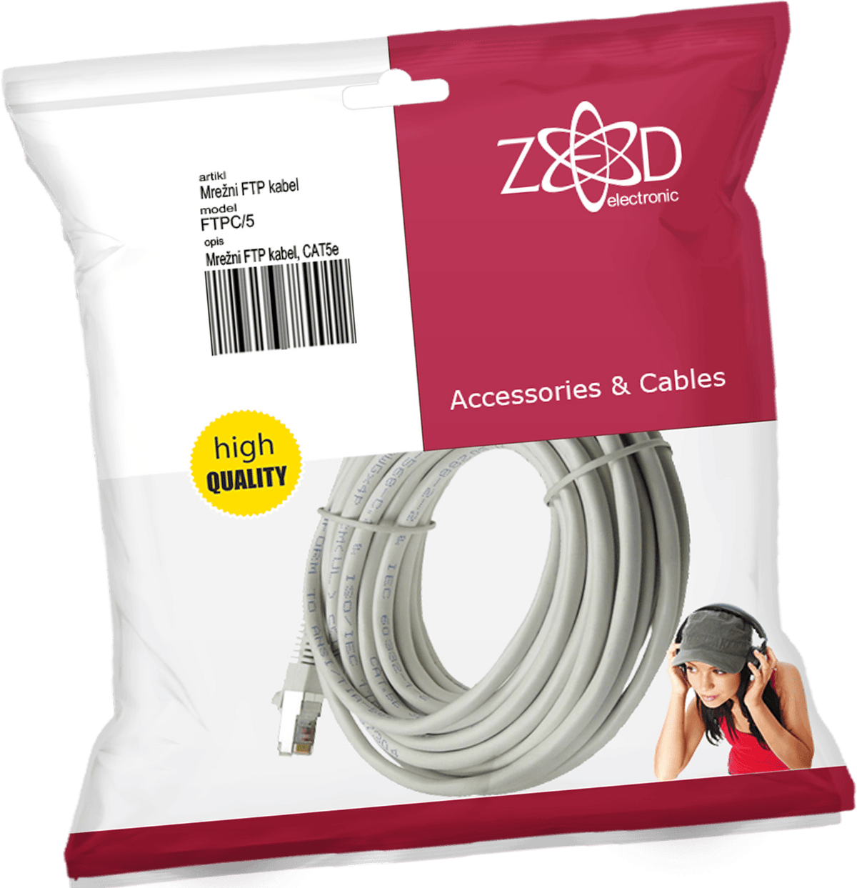 ZED electronic Mrežni FTP kabel, CAT5E, 5 met - FTPC/5