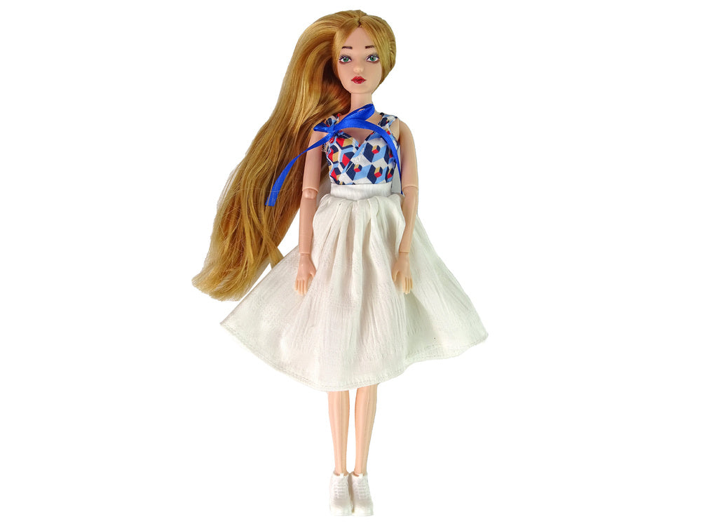 Lutka za igru Emily s dugom smeđom kosom i crnim čizmama - 30 cm