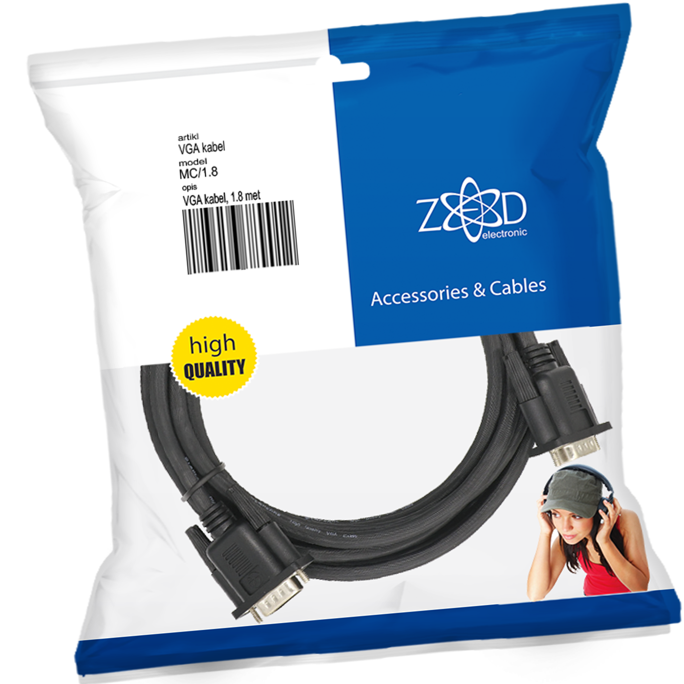 ZED electronic VGA (monitor) kabel, dužina 1.8 metara - MC/1,8