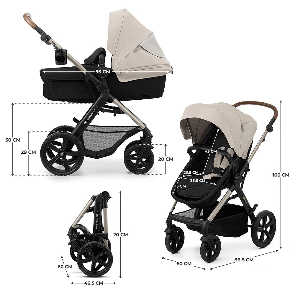 Kinderkraft Kolica Moov 2 3u1 MINK PRO, Moonlight Grey