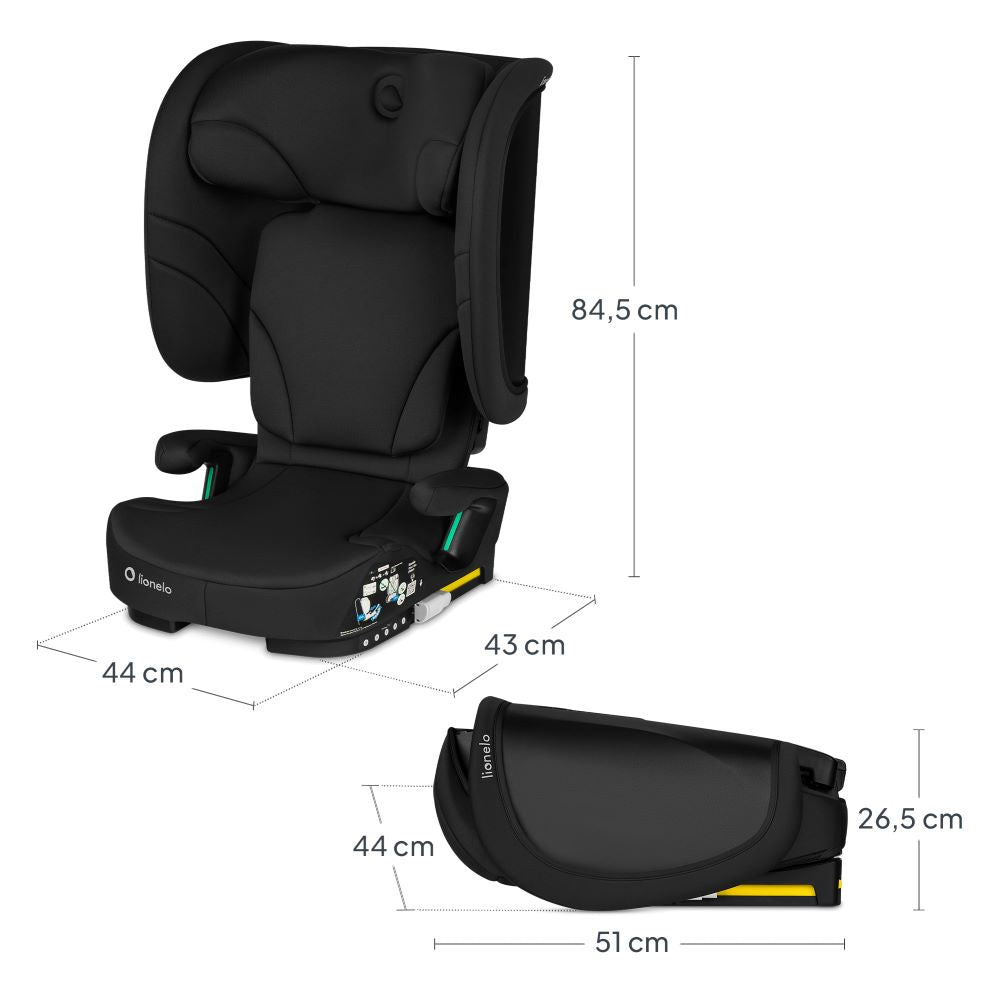 Lionelo autosjedalica Orin i-Size 9-36 kg (76-150 cm), Black Carbon