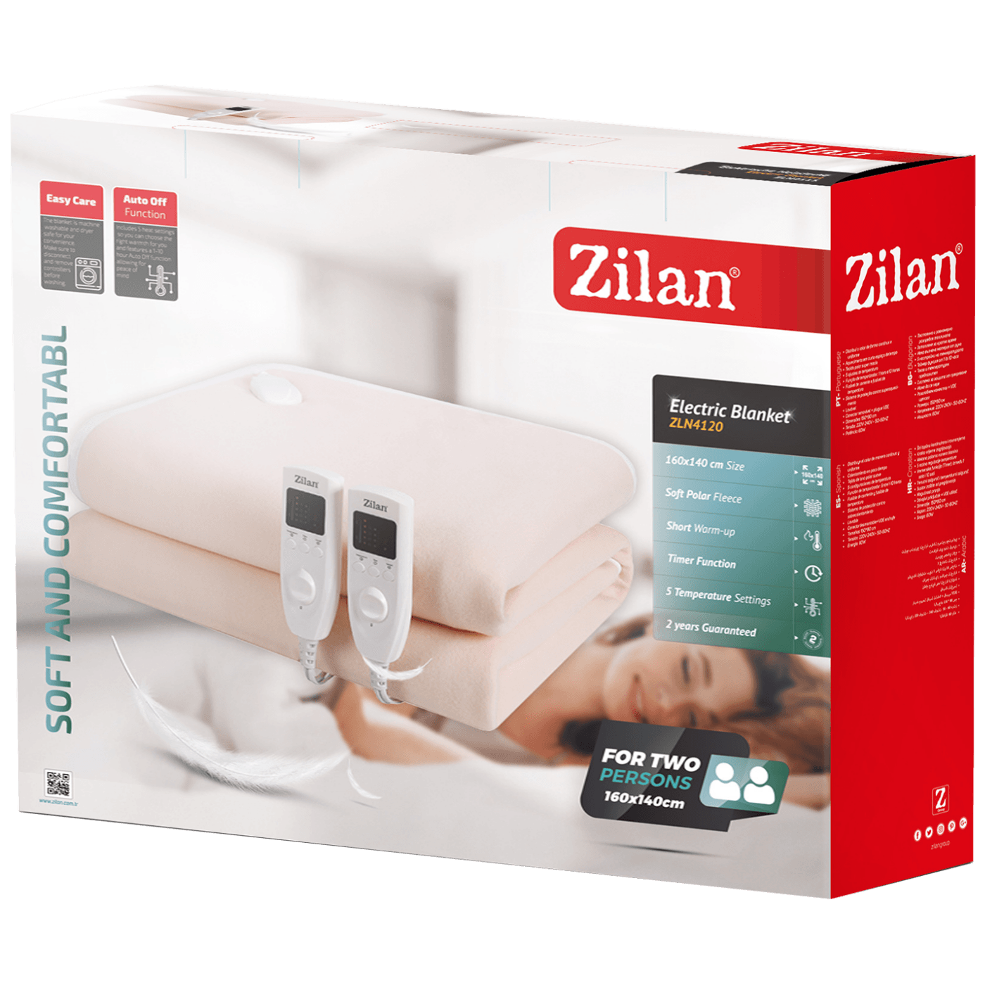 Zilan Električna deka, dvostruka širina,2 x 60 W,160 x 140 cm,crna - ZLN4120/BK (double)