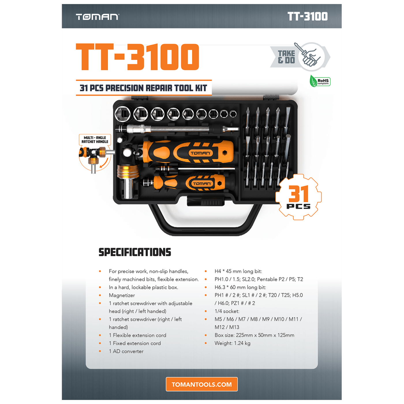 Toman Set alata, za precizne popravke, 31 kom - TT-3100