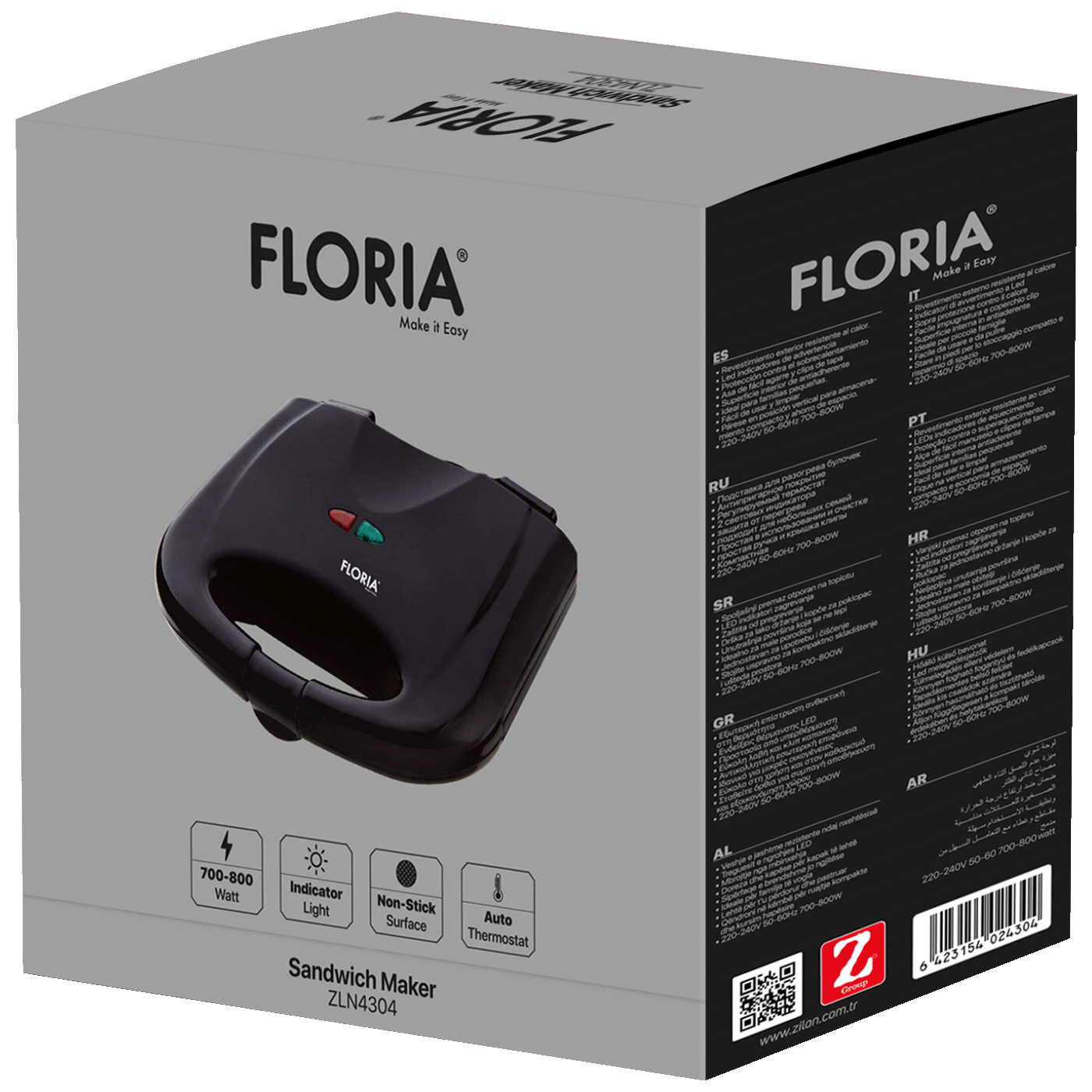 Floria Sendvič Toster, LED indikator, 750 W - ZLN4304