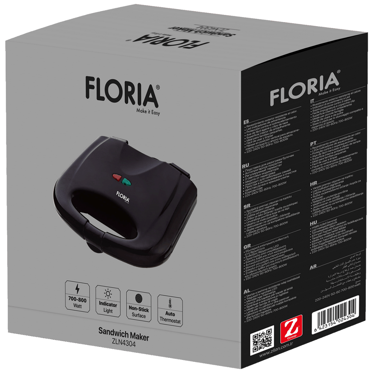 Floria Sendvič Toster, LED indikator, 750 W - ZLN4304
