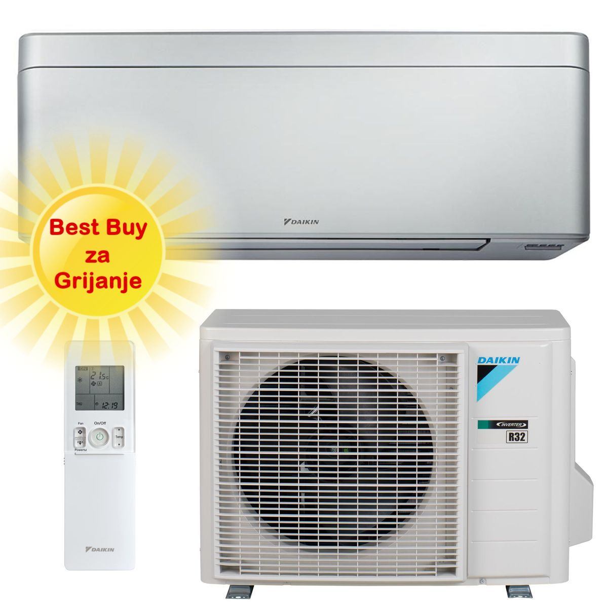 DAIKIN KLIMA UREĐAJ 3,4kW FTXA35CS/RXA35A - Stylish, za prostor do 35m2, A+++, R-32