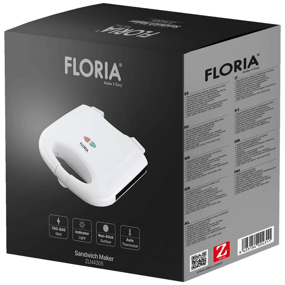 Floria Sendvič Toster, LED indikator, 750 W - ZLN4304