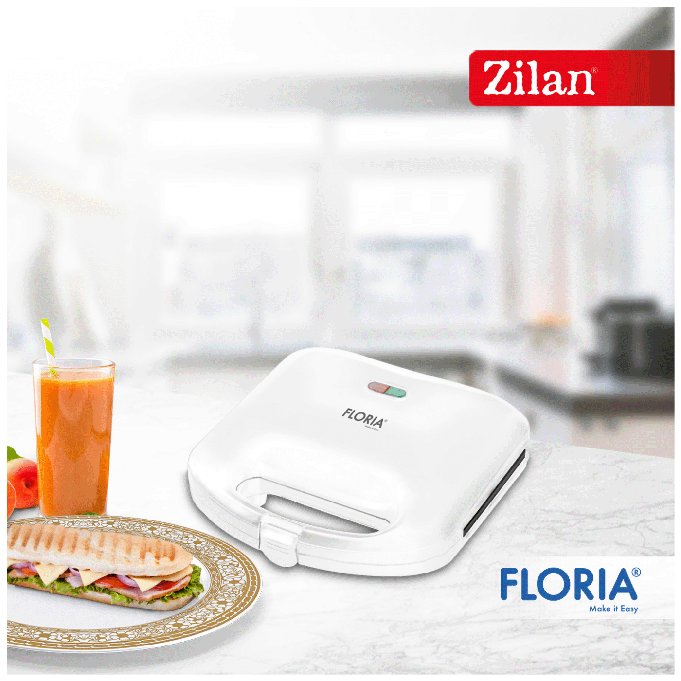 Floria Sendvič Toster, LED indikator, 750 W - ZLN4304