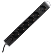 home Produžni kabel sa zaštitom, 6 utičnica, 1.0 mm², 1.5 met - NVT 6K/BK