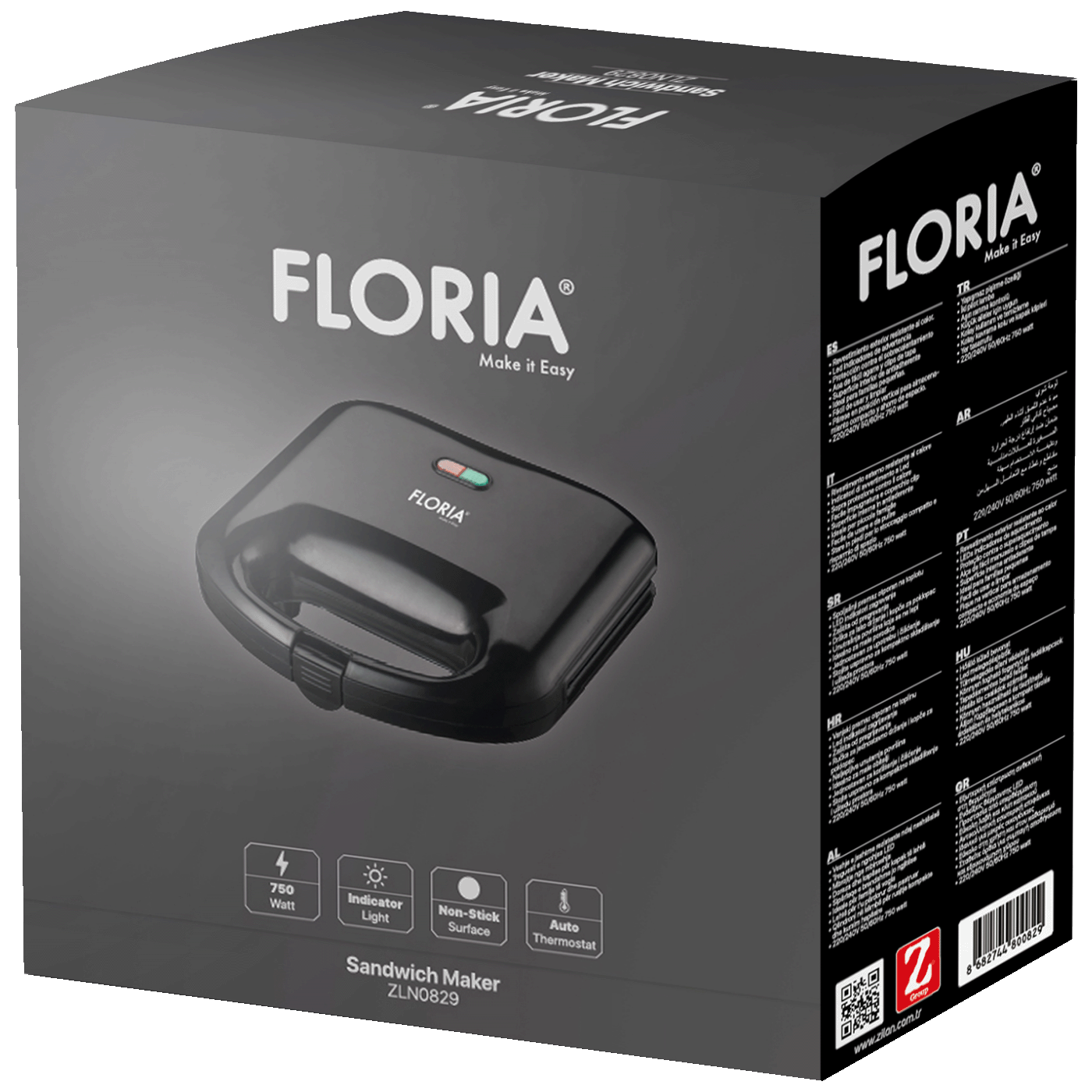 Floria Sendvič Toster, LED indikator, 750 W - ZLN0829