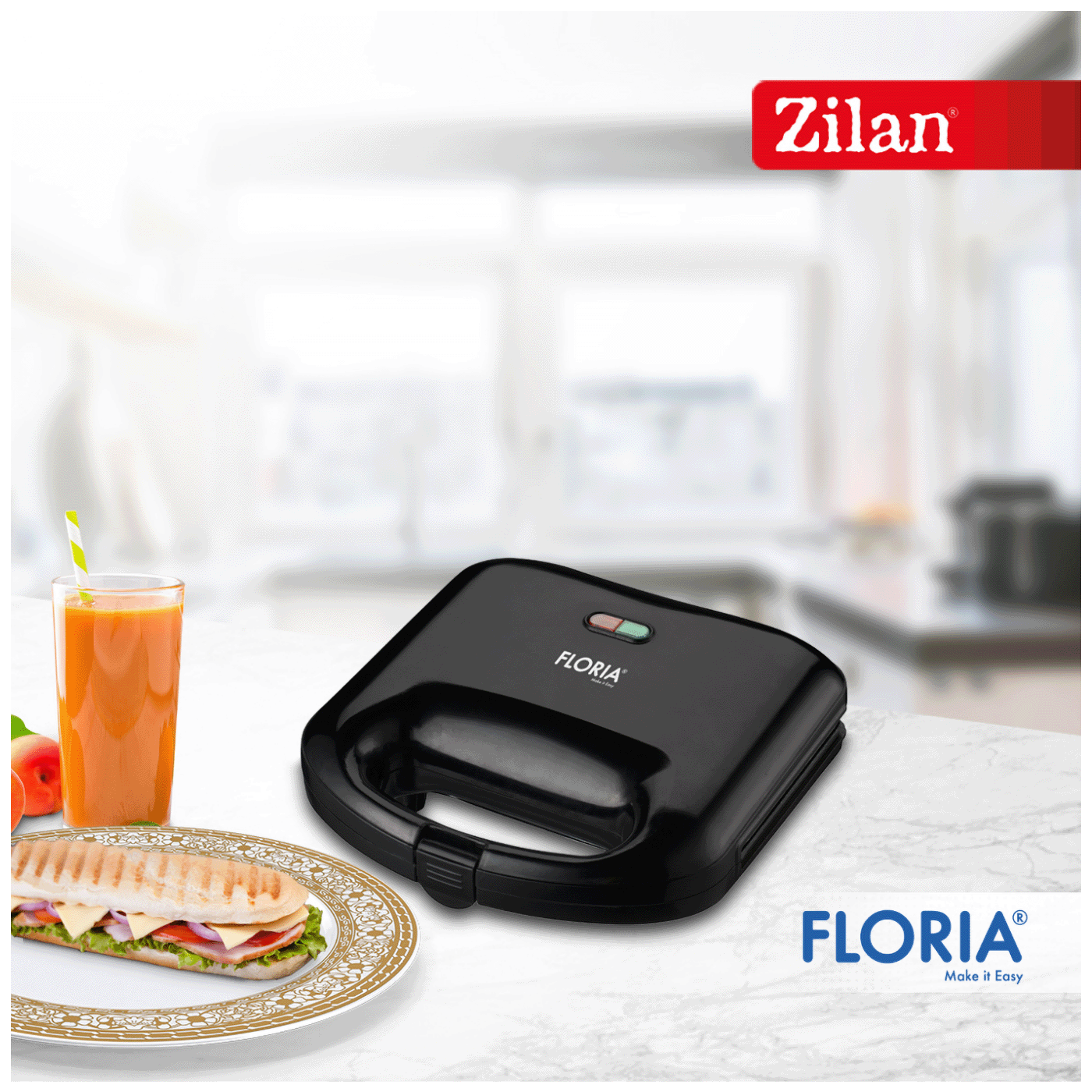 Floria Sendvič Toster, LED indikator, 750 W - ZLN4304