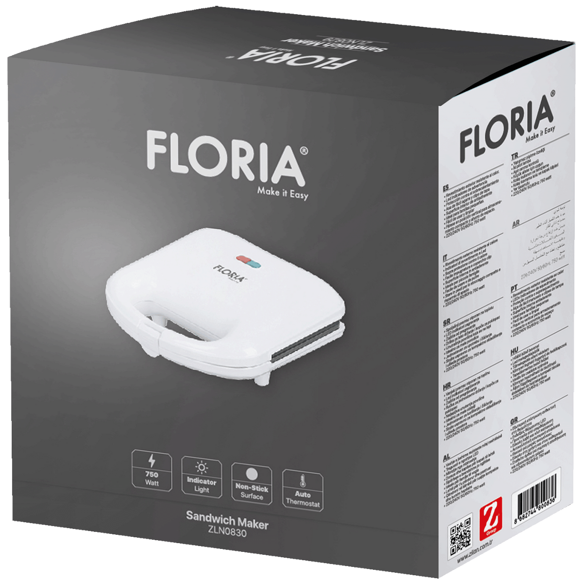 Floria Sendvič Toster, LED indikator, 750 W - ZLN0830