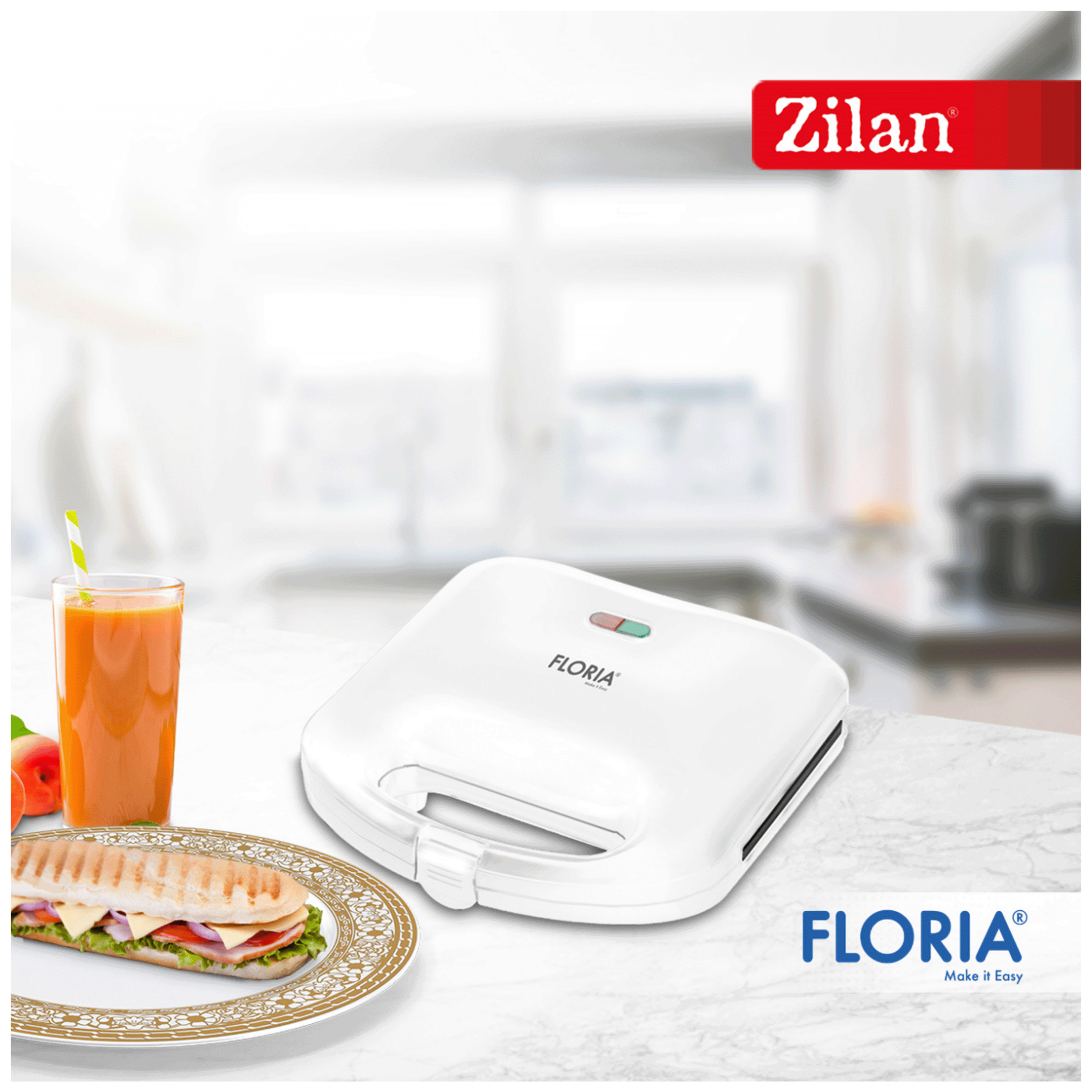 Floria Sendvič Toster, LED indikator, 750 W - ZLN4304