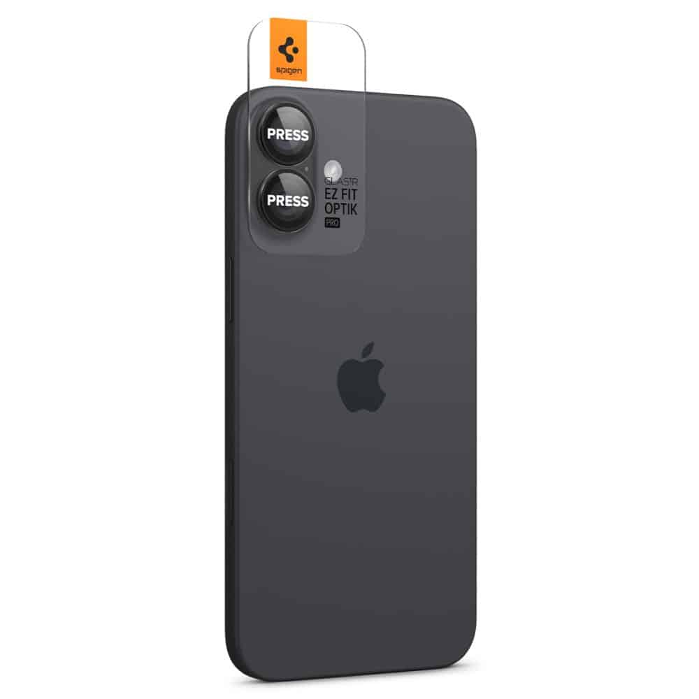 Spigen Glass tR EZ Fit Optik Pro staklo za kameru 2 kom AGL07921 za iPhone 16 / 16 Plus - crno