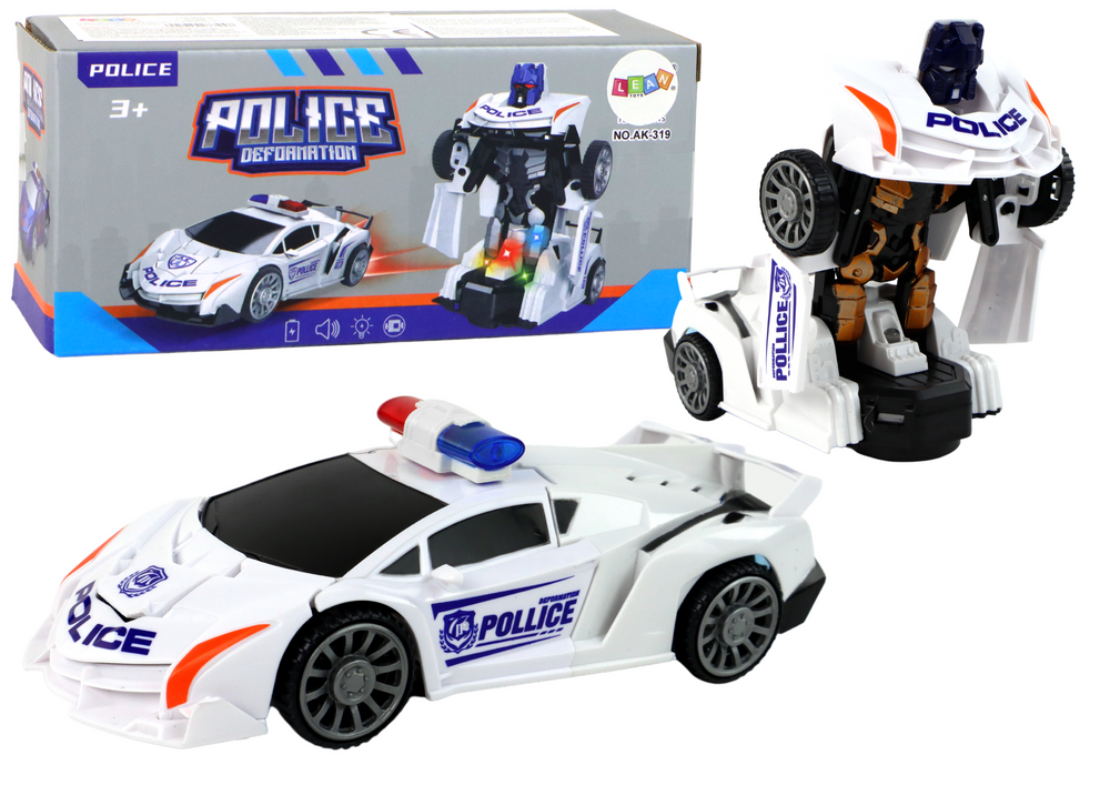 Auto robot za igru Police 2u1 - bijeli
