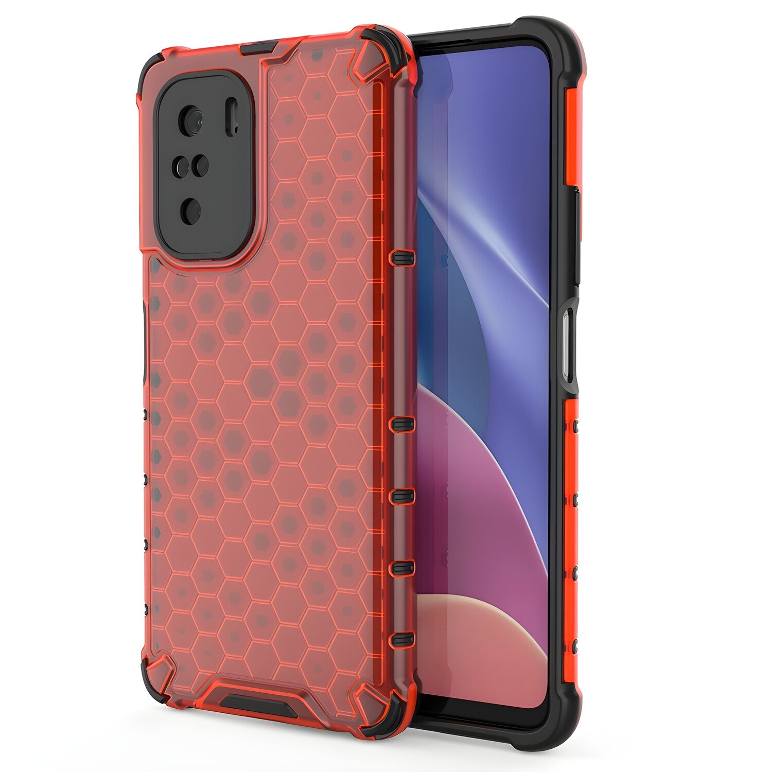 Honeycomb pancirna futrola sa silikonskim okvirom za Xiaomi Poco F3/Redmi K40/Redmi K40 Pro/Redmi K40 Pro+ - Crvena KP10027