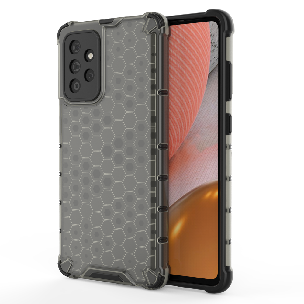 Honeycomb pancirna futrola sa silikonskim okvirom za Samsung Galaxy A72 5G/Galaxy A72 4G - Crna
