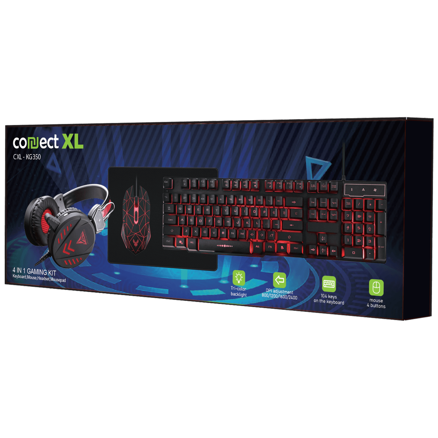 Connect XL Gaming set, slušalice, tipkovnica, miš, podloga za miš - CXL-KG350 Kit Gaming